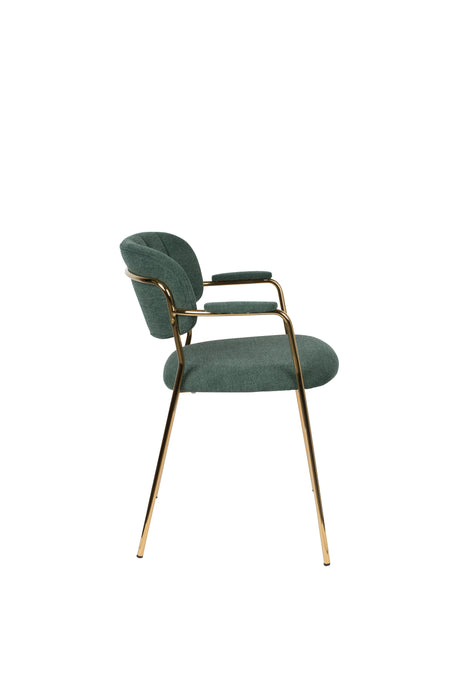 Eetkamerstoel Jolien Goud/dark Nylon en polyester Groen 56x61 cm-Eetkamerstoelen-Creating Home