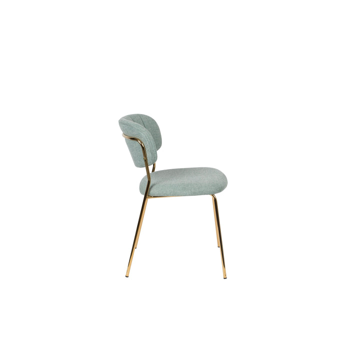 Eetkamerstoel Jolien Goud/light Nylon en polyester Groen 56x48 cm-Eetkamerstoelen-Creating Home