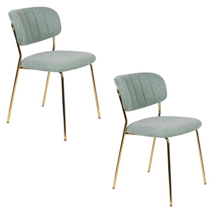 Eetkamerstoel Jolien Goud/light Nylon en polyester Groen 56x48 cm