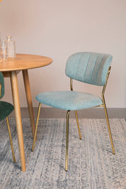 Eetkamerstoel Jolien Goud/light Nylon en polyester Groen 56x48 cm-Eetkamerstoelen-Creating Home