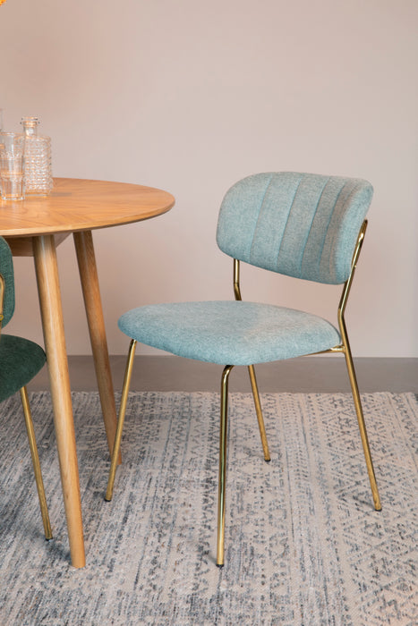 Eetkamerstoel Jolien Goud/light Nylon en polyester Groen 56x48 cm-Eetkamerstoelen-Creating Home