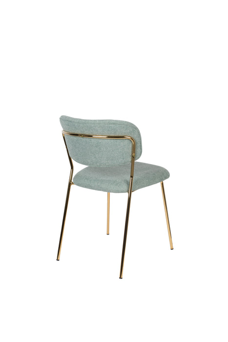 Eetkamerstoel Jolien Goud/light Nylon en polyester Groen 56x48 cm-Eetkamerstoelen-Creating Home