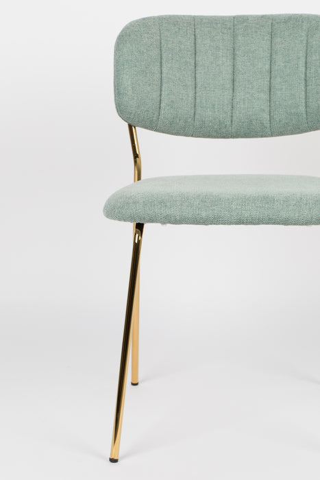 Eetkamerstoel Jolien Goud/light Nylon en polyester Groen 56x48 cm-Eetkamerstoelen-Creating Home