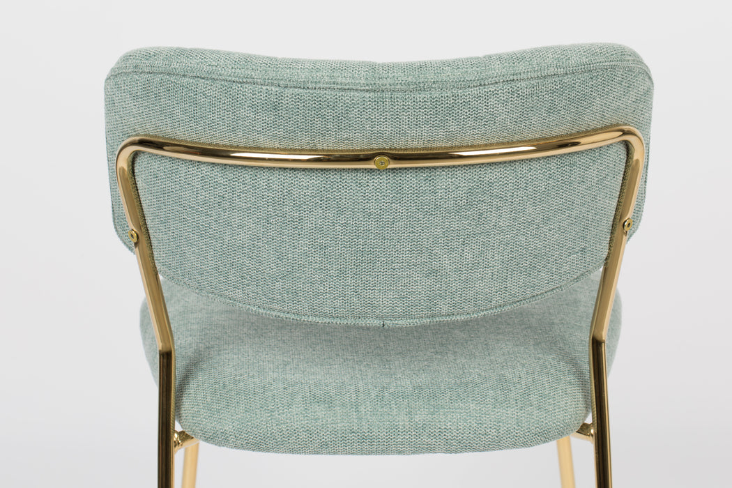 Eetkamerstoel Jolien Goud/light Nylon en polyester Groen 56x48 cm-Eetkamerstoelen-Creating Home