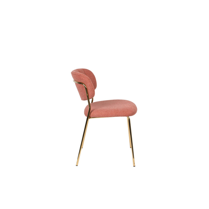 Eetkamerstoel Jolien Goud/roze Nylon en polyester Roze 56x48 cm-Eetkamerstoelen-Creating Home