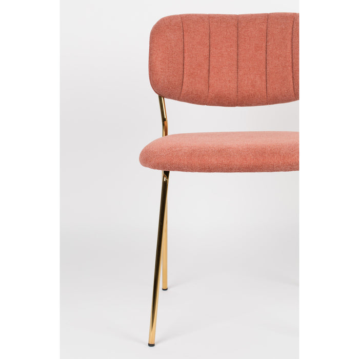 Eetkamerstoel Jolien Goud/roze Nylon en polyester Roze 56x48 cm-Eetkamerstoelen-Creating Home