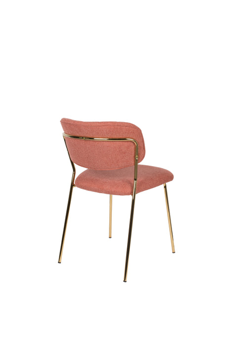 Eetkamerstoel Jolien Goud/roze Nylon en polyester Roze 56x48 cm-Eetkamerstoelen-Creating Home