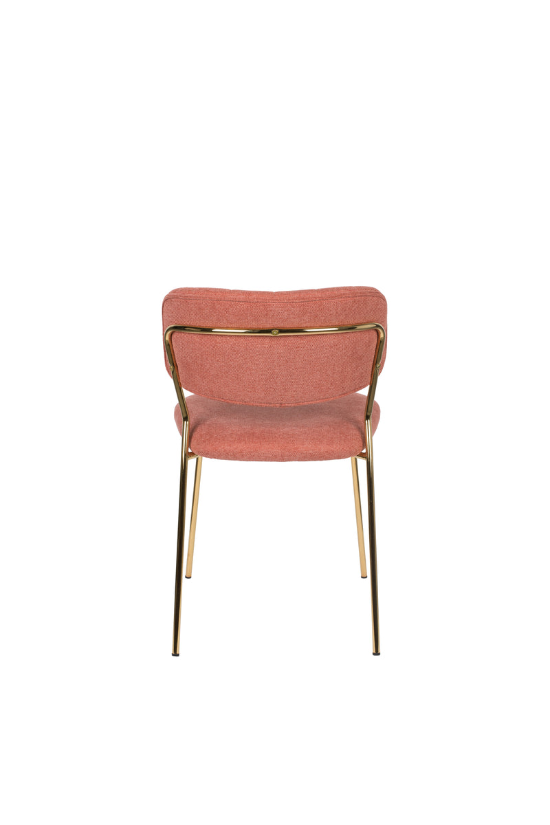 Eetkamerstoel Jolien Goud/roze Nylon en polyester Roze 56x48 cm-Eetkamerstoelen-Creating Home