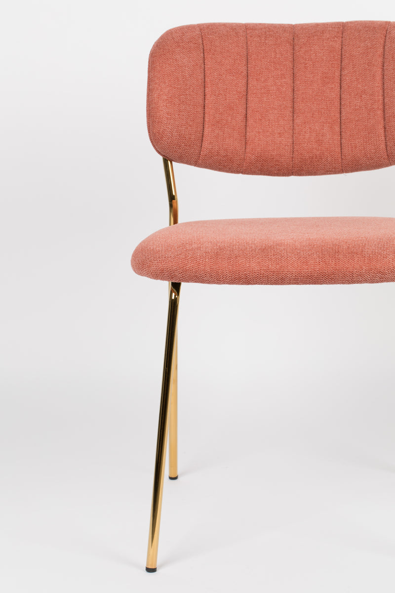 Eetkamerstoel Jolien Goud/roze Nylon en polyester Roze 56x48 cm-Eetkamerstoelen-Creating Home