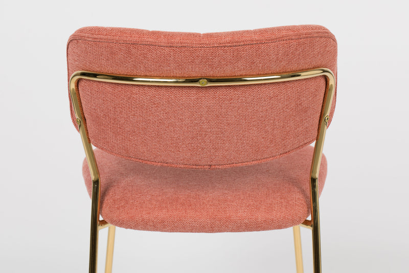 Eetkamerstoel Jolien Goud/roze Nylon en polyester Roze 56x48 cm-Eetkamerstoelen-Creating Home