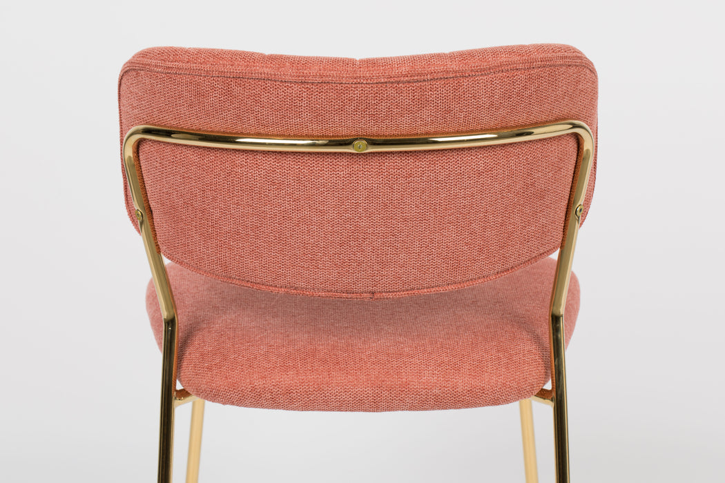 Eetkamerstoel Jolien Goud/roze Nylon en polyester Roze 56x48 cm-Eetkamerstoelen-Creating Home