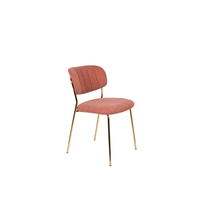 Eetkamerstoel Jolien Goud/roze Nylon en polyester Roze 56x48 cm-Eetkamerstoelen-Creating Home