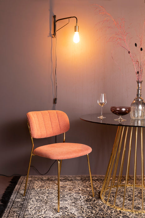 Eetkamerstoel Jolien Goud/roze Nylon en polyester Roze 56x48 cm-Fauteuils-Creating Home