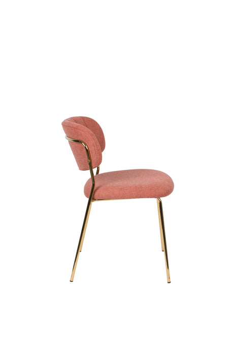 Eetkamerstoel Jolien Goud/roze Nylon en polyester Roze 56x48 cm-Fauteuils-Creating Home