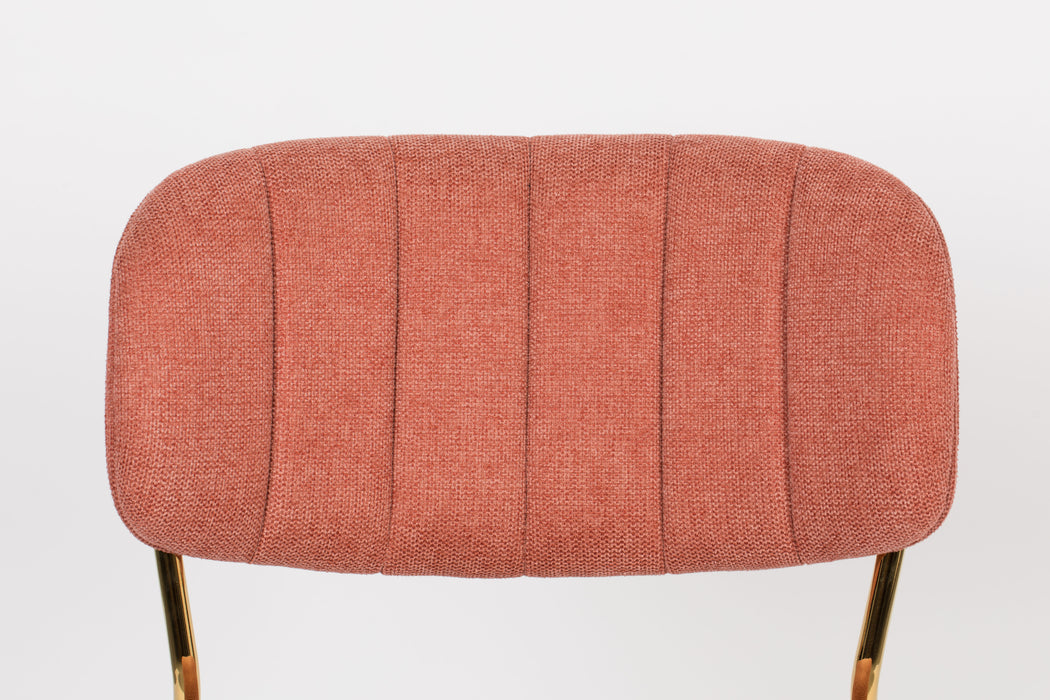Eetkamerstoel Jolien Goud/roze Nylon en polyester Roze 56x48 cm-Fauteuils-Creating Home