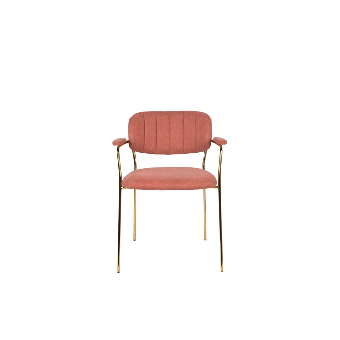 Eetkamerstoel Jolien Goud/roze Nylon en polyester Roze 56x61 cm-Eetkamerstoelen-Creating Home