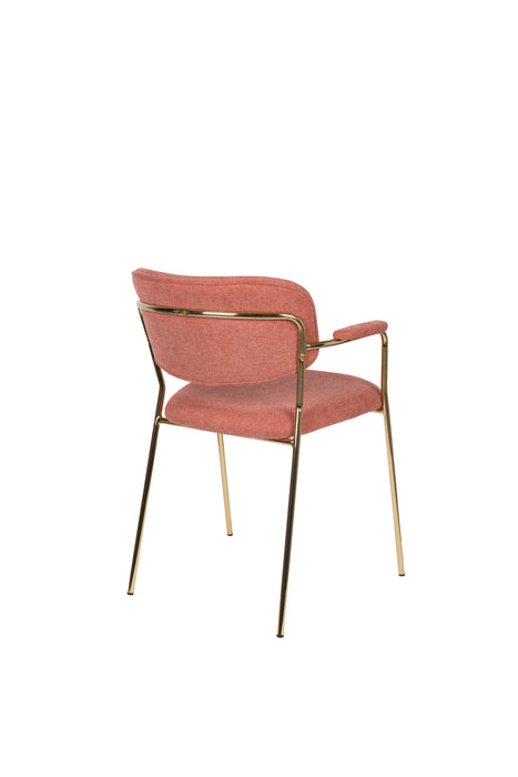 Eetkamerstoel Jolien Goud/roze Nylon en polyester Roze 56x61 cm-Eetkamerstoelen-Creating Home