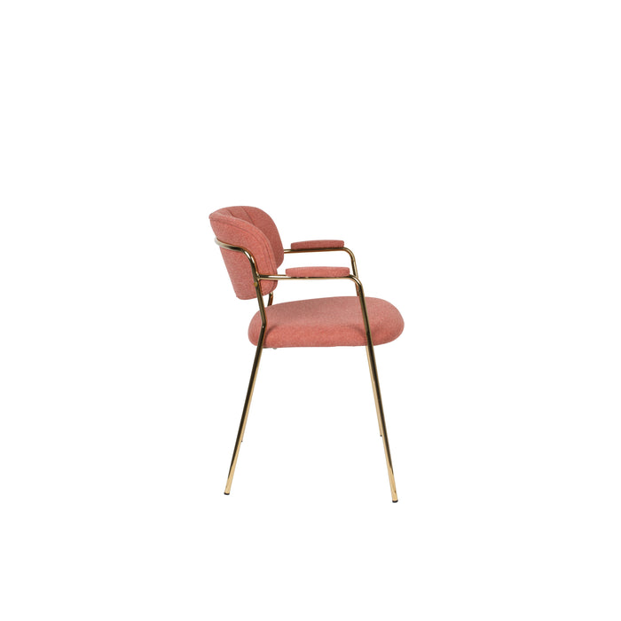 Eetkamerstoel Jolien Goud/roze Nylon en polyester Roze 56x61 cm-Eetkamerstoelen-Creating Home