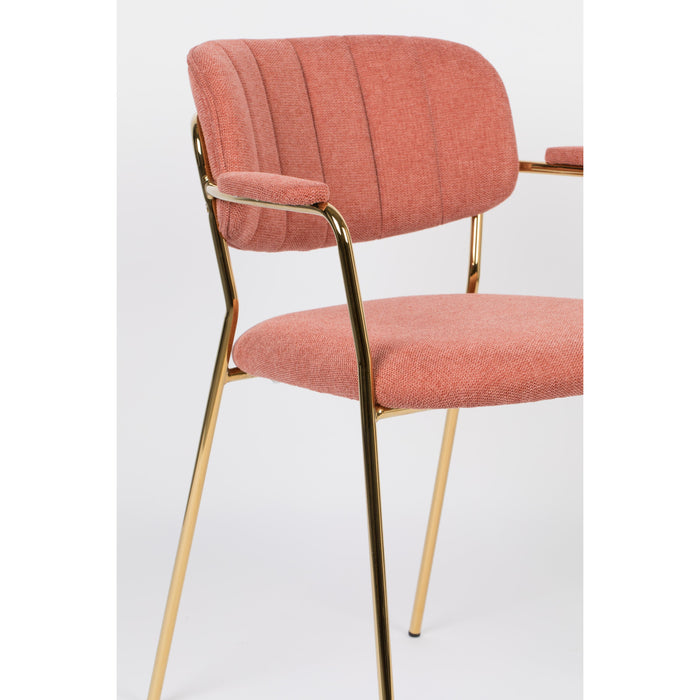 Eetkamerstoel Jolien Goud/roze Nylon en polyester Roze 56x61 cm-Eetkamerstoelen-Creating Home