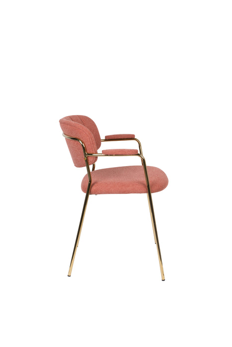Eetkamerstoel Jolien Goud/roze Nylon en polyester Roze 56x61 cm-Eetkamerstoelen-Creating Home