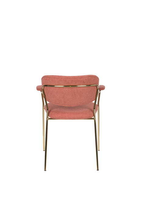 Eetkamerstoel Jolien Goud/roze Nylon en polyester Roze 56x61 cm-Eetkamerstoelen-Creating Home