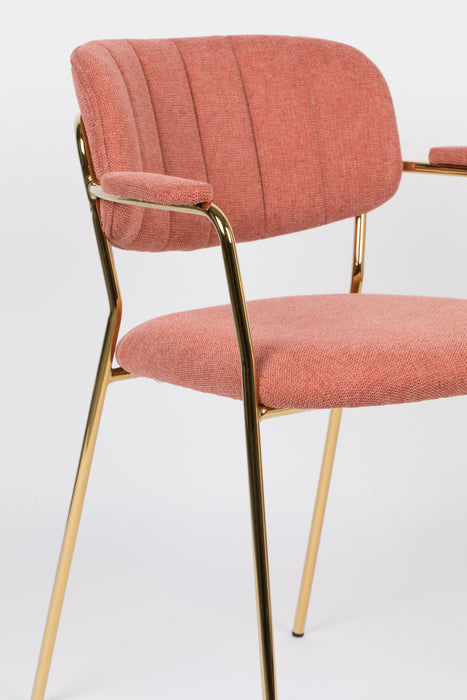 Eetkamerstoel Jolien Goud/roze Nylon en polyester Roze 56x61 cm-Eetkamerstoelen-Creating Home
