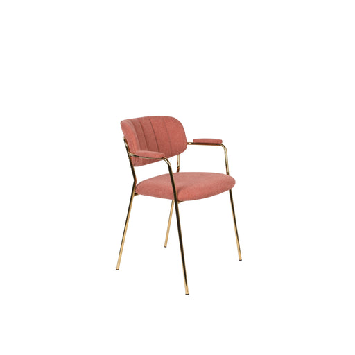 Eetkamerstoel Jolien Goud/roze Nylon en polyester Roze 56x61 cm-Eetkamerstoelen-Creating Home