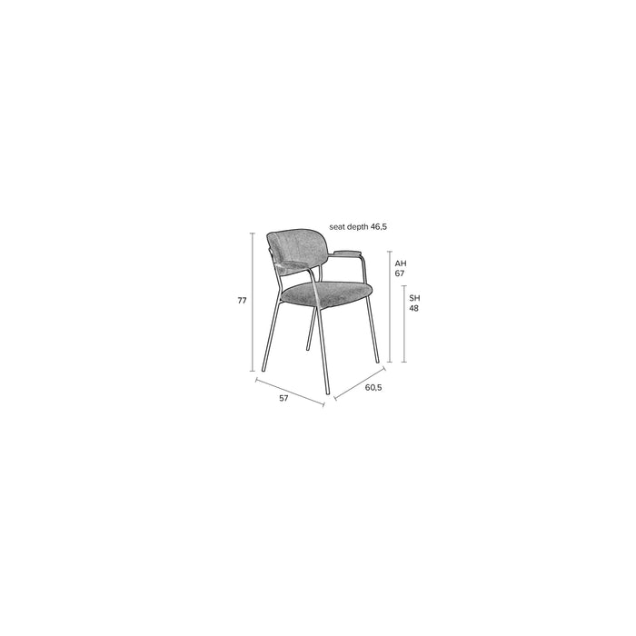 Eetkamerstoel Jolien Nylon en polyester Donkergrijs 56x61 cm