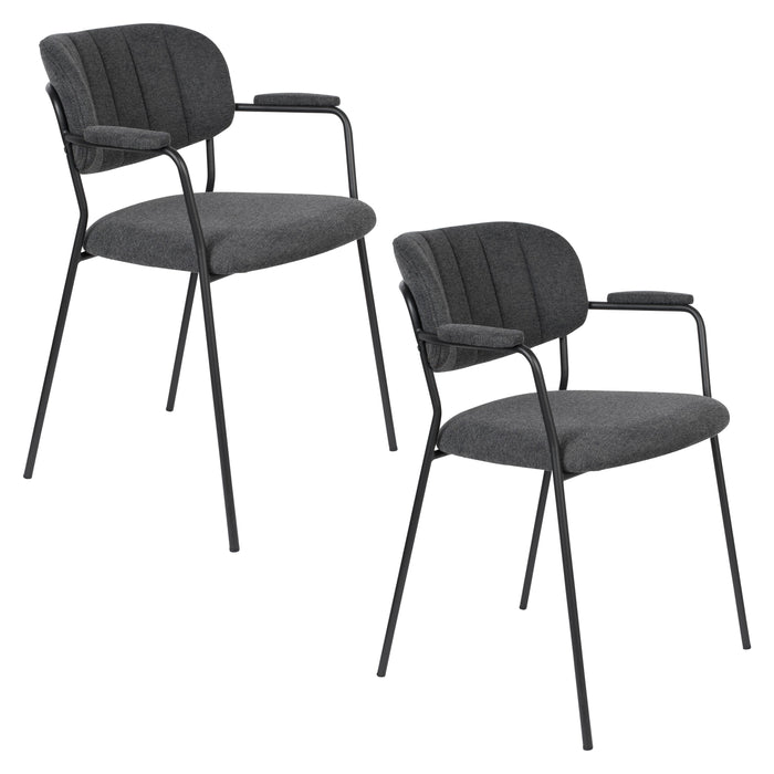 Eetkamerstoel Jolien Nylon en polyester Donkergrijs 56x61 cm
