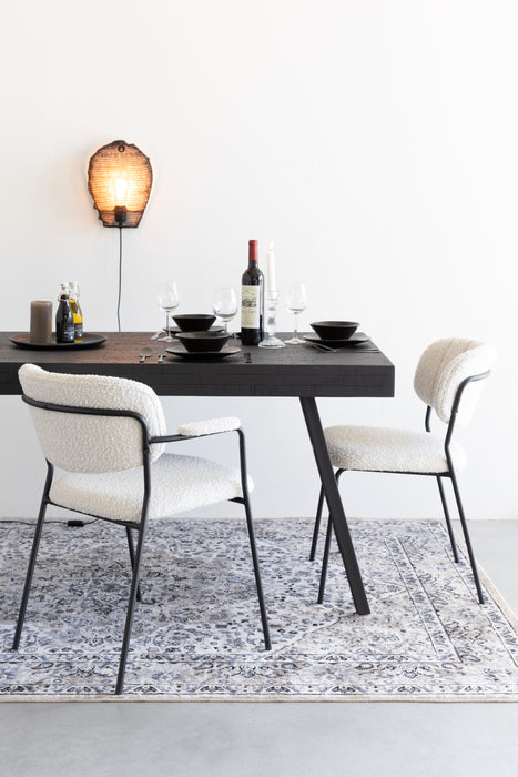 Eetkamerstoel Jolien Zwart/bouclã© Stof Wit 56x61 cm-Eetkamerstoelen-Creating Home
