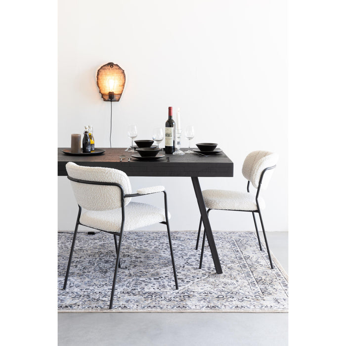 Eetkamerstoel Jolien Zwart/bouclã© Stof Wit 56x61 cm-Eetkamerstoelen-Creating Home
