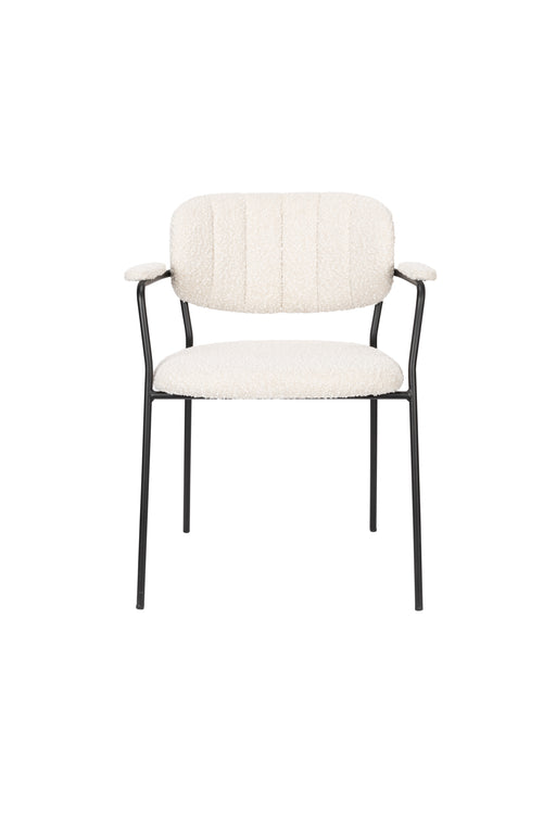 Eetkamerstoel Jolien Zwart/bouclã© Stof Wit 56x61 cm-Eetkamerstoelen-Creating Home