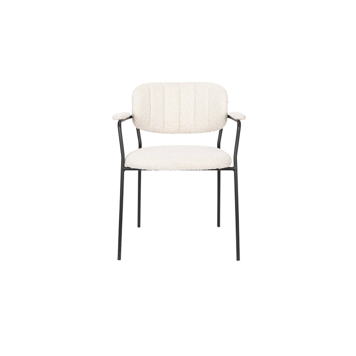 Eetkamerstoel Jolien Zwart/bouclã© Stof Wit 56x61 cm-Eetkamerstoelen-Creating Home