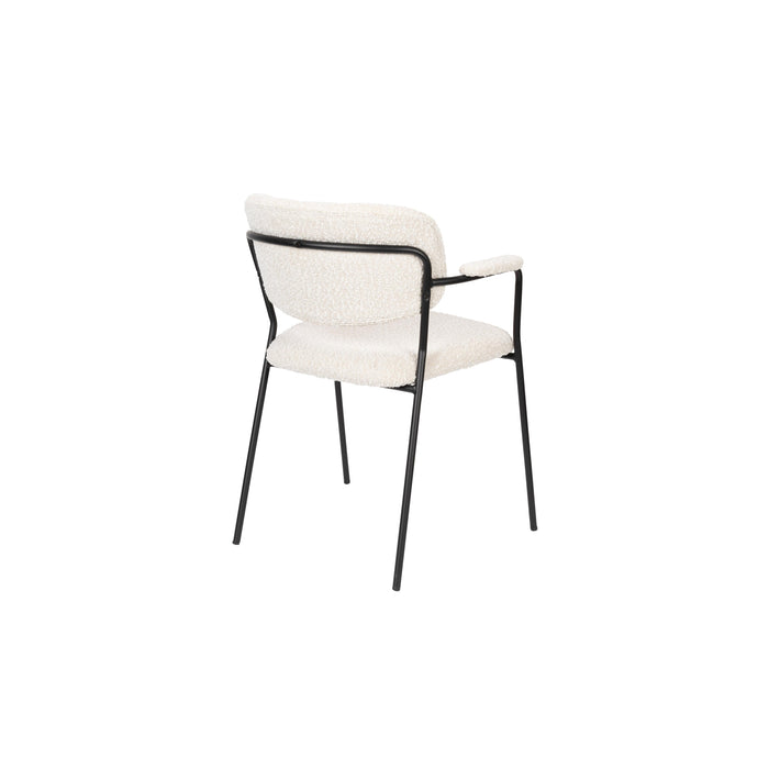 Eetkamerstoel Jolien Zwart/bouclã© Stof Wit 56x61 cm-Eetkamerstoelen-Creating Home