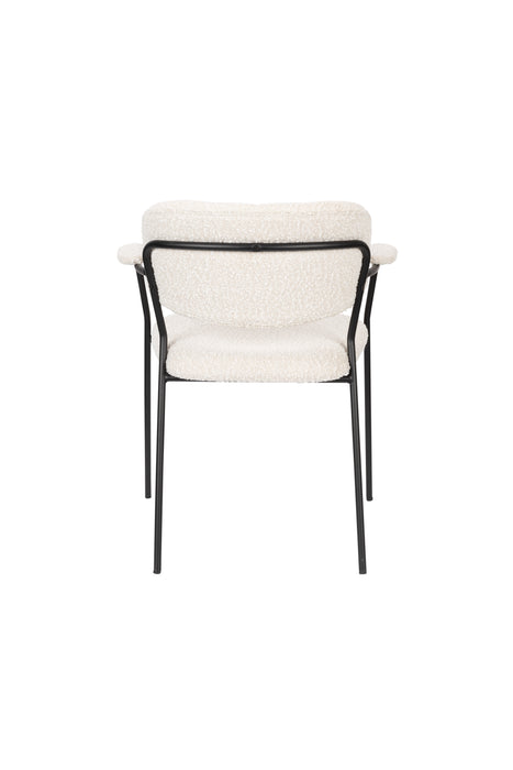 Eetkamerstoel Jolien Zwart/bouclã© Stof Wit 56x61 cm-Eetkamerstoelen-Creating Home