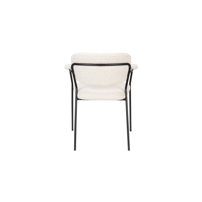 Eetkamerstoel Jolien Zwart/bouclã© Stof Wit 56x61 cm-Eetkamerstoelen-Creating Home