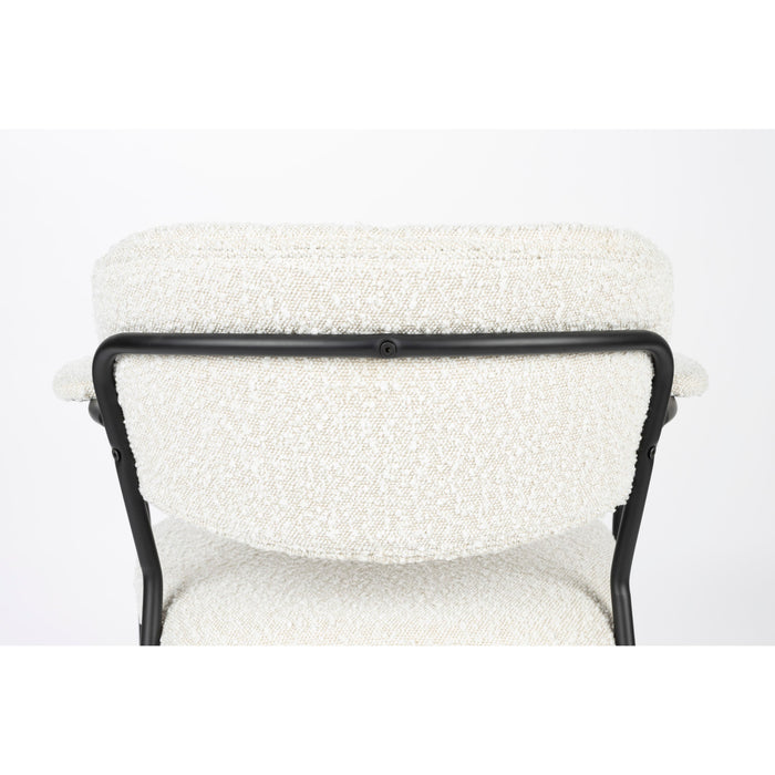 Eetkamerstoel Jolien Zwart/bouclã© Stof Wit 56x61 cm-Eetkamerstoelen-Creating Home