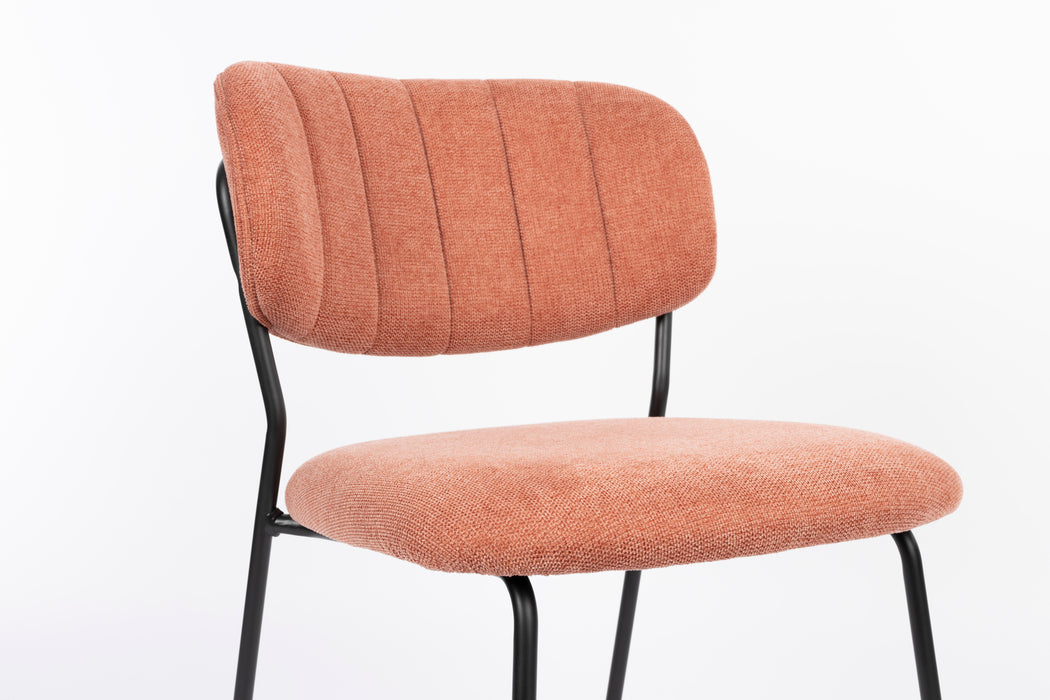 Eetkamerstoel Jolien Zwart/pink Fr Polyester Roze 56x48 cm-Eetkamerstoelen-Creating Home