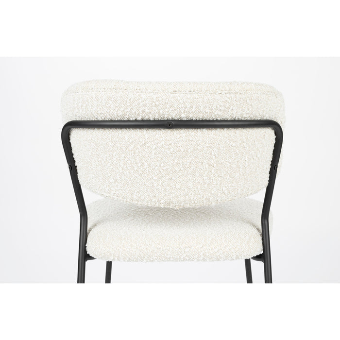 Eetkamerstoel Jolien Zwart/white Bouclã© Stof Wit 56x48 cm-Eetkamerstoelen-Creating Home