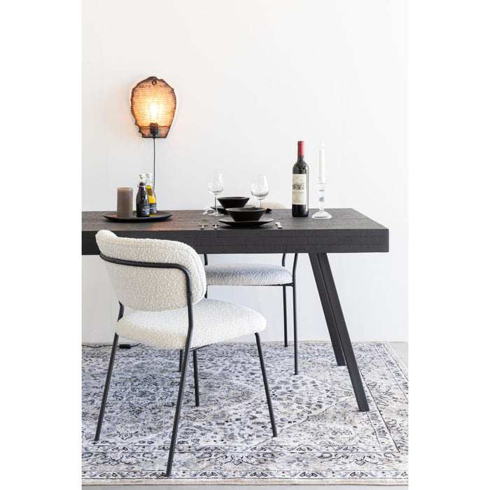 Eetkamerstoel Jolien Zwart/white Bouclã© Stof Wit 56x48 cm-Eetkamerstoelen-Creating Home