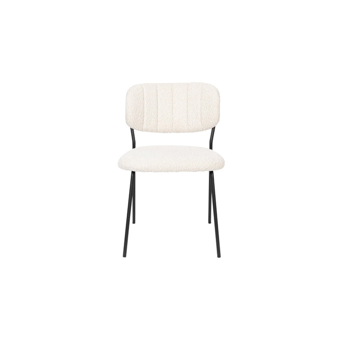 Eetkamerstoel Jolien Zwart/white Bouclã© Stof Wit 56x48 cm-Eetkamerstoelen-Creating Home
