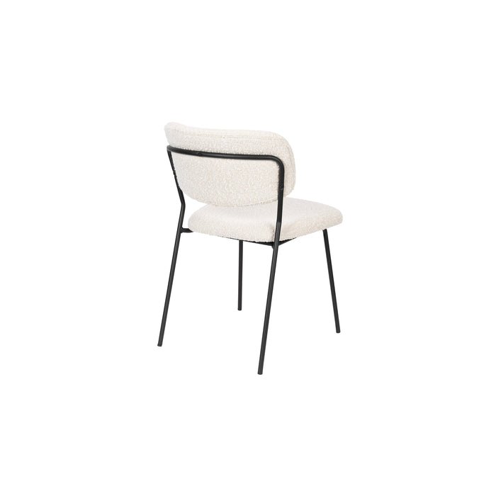 Eetkamerstoel Jolien Zwart/white Bouclã© Stof Wit 56x48 cm-Eetkamerstoelen-Creating Home