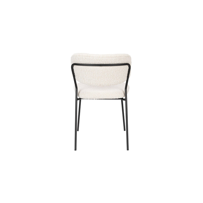Eetkamerstoel Jolien Zwart/white Bouclã© Stof Wit 56x48 cm-Eetkamerstoelen-Creating Home