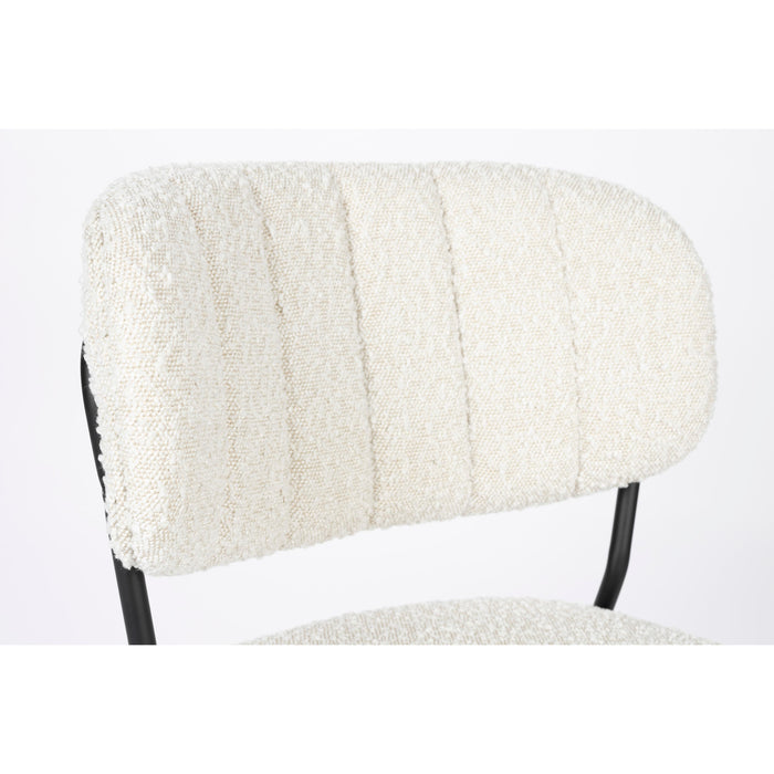 Eetkamerstoel Jolien Zwart/white Bouclã© Stof Wit 56x48 cm-Eetkamerstoelen-Creating Home