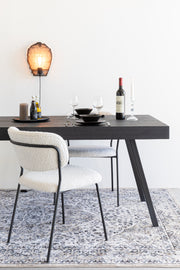 Eetkamerstoel Jolien Zwart/white Bouclã© Stof Wit 56x48 cm-Eetkamerstoelen-Creating Home