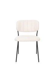 Eetkamerstoel Jolien Zwart/white Bouclã© Stof Wit 56x48 cm-Eetkamerstoelen-Creating Home