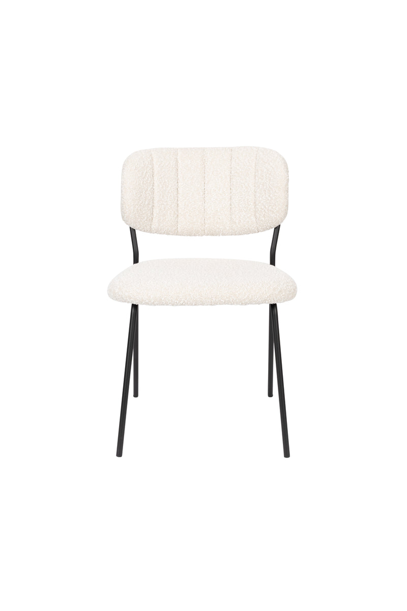Eetkamerstoel Jolien Zwart/white Bouclã© Stof Wit 56x48 cm-Eetkamerstoelen-Creating Home