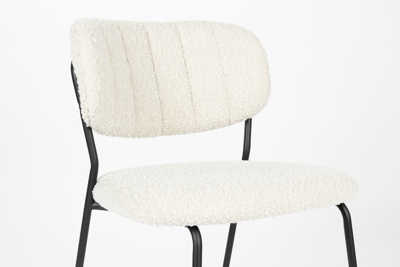 Eetkamerstoel Jolien Zwart/white Bouclã© Stof Wit 56x48 cm-Eetkamerstoelen-Creating Home