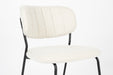 Eetkamerstoel Jolien Zwart/white Bouclã© Stof Wit 56x48 cm-Eetkamerstoelen-Creating Home
