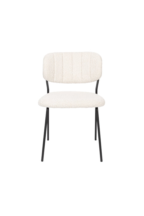 Eetkamerstoel Jolien Zwart/white Bouclã© Stof Wit 56x48 cm-Fauteuils-Creating Home